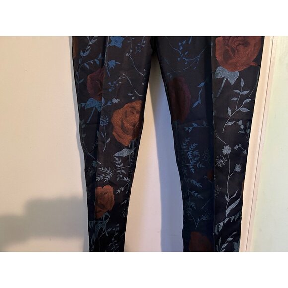 Talbot Runhof Bergdorf Goodman Jacquard Floral Pants High Waist Slim Fit Dressy - Picture 2 of 13